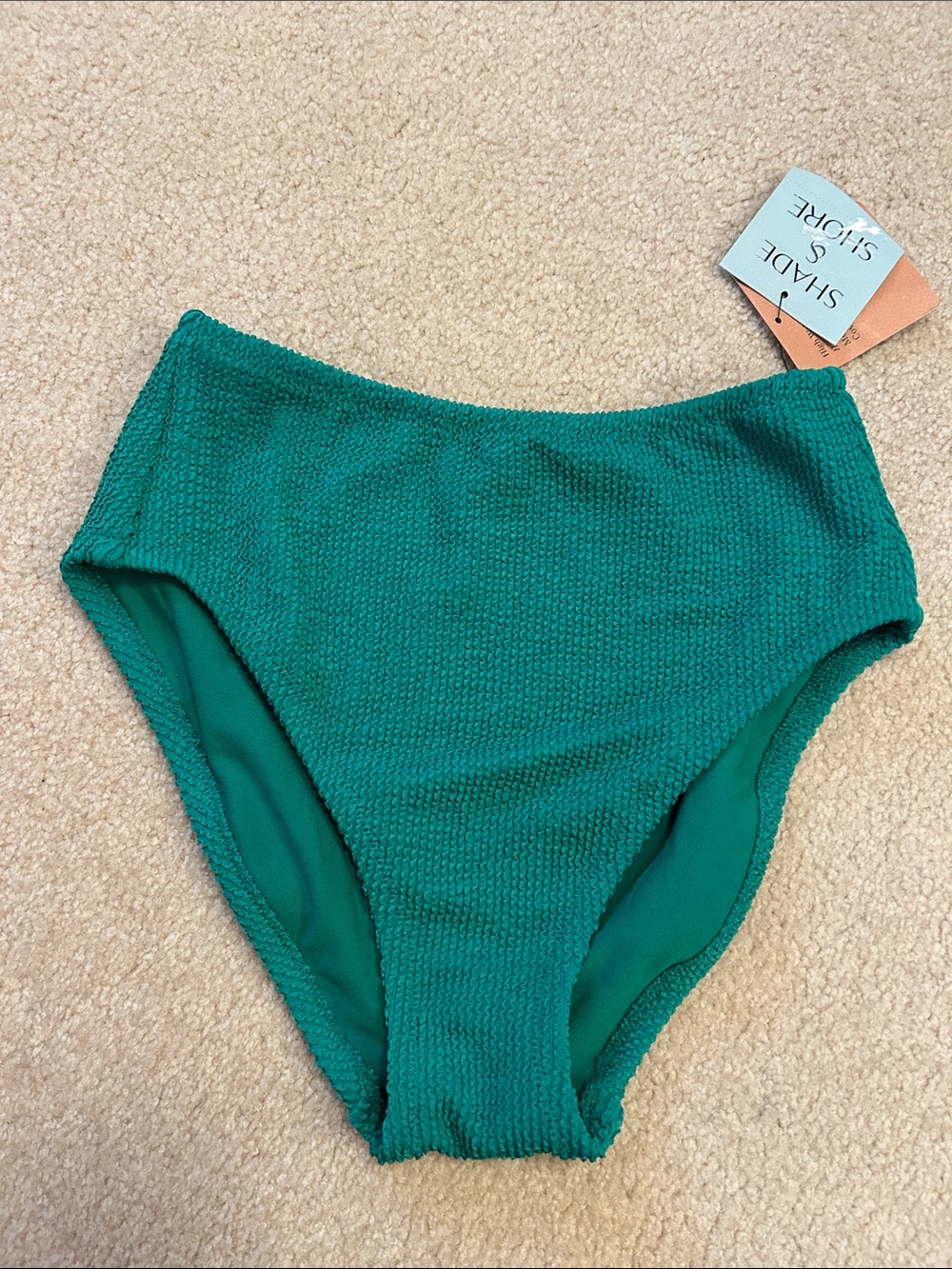 Shade & Shore Emerald Green High-Rise Bikini Bottom
